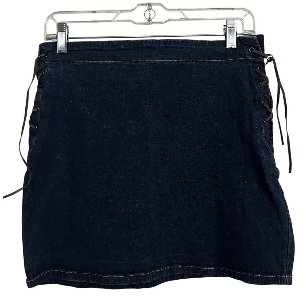 Vintage Y2K Z. Cavaricci Lace-Up Denim Mini Skirt - Stretch Side-Tie Skirt